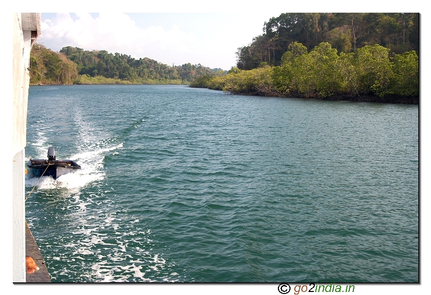 Ship journey from Wandoor beach to Jolly buoy in Andaman