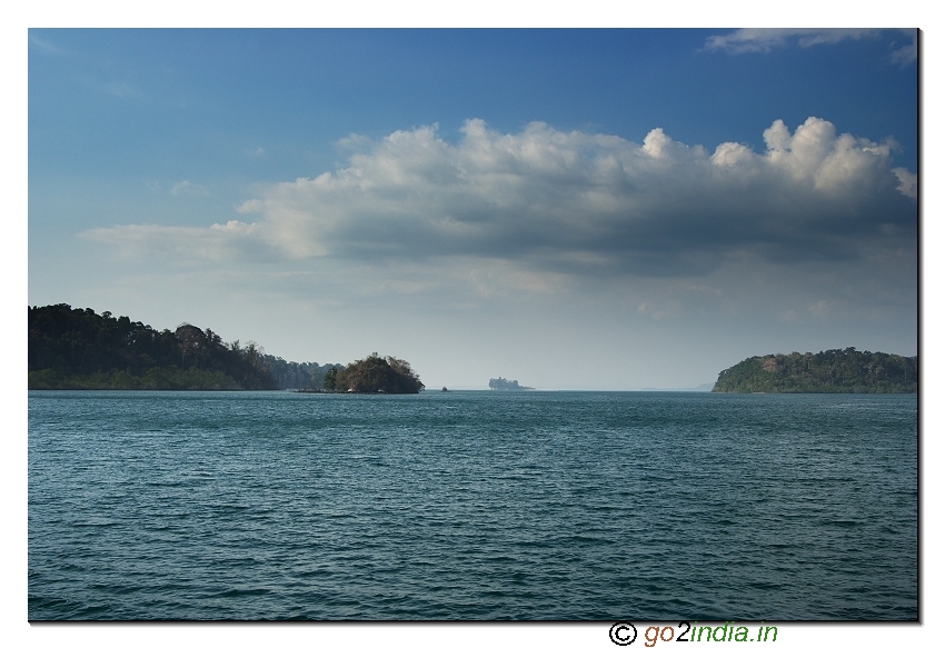 Sea and landscape on the way to Jolly buoy island from Wandoor beach of Andaman