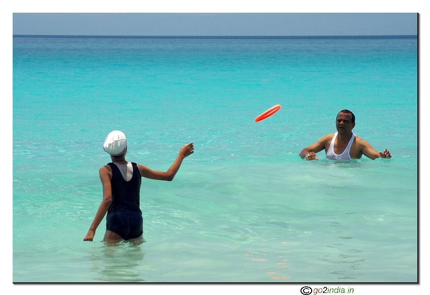 People playing in a sea beach