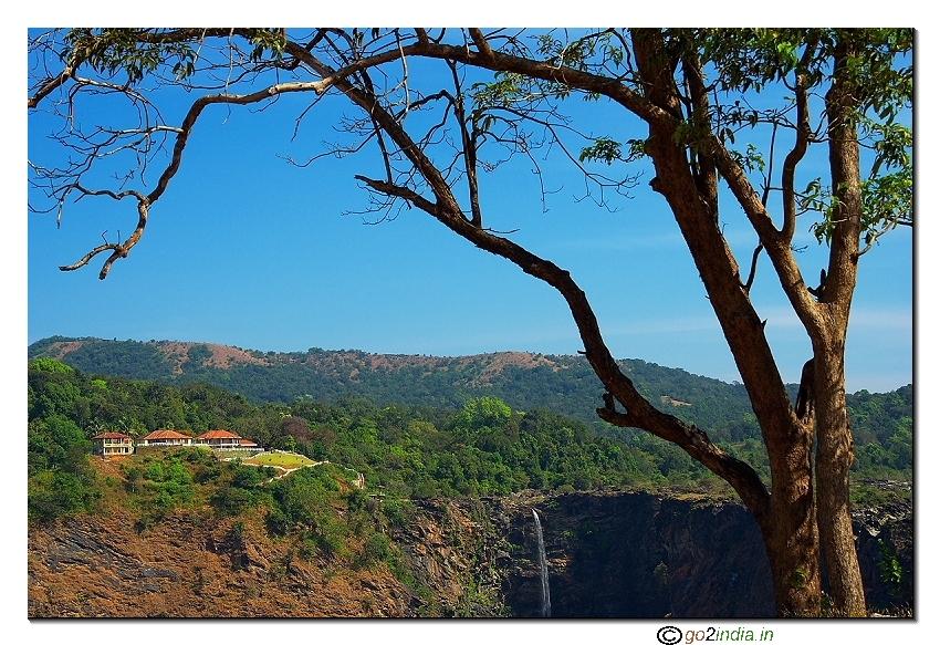 Resort view from a tree near viewers' gallery in Jog falls of Shimoga