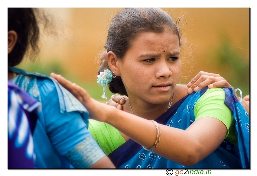 Tribal woman group dance of Dhimsa at Araku valley