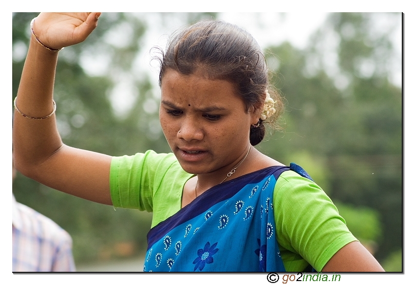 Tribal woman dancing Dhimsa at Araku valley