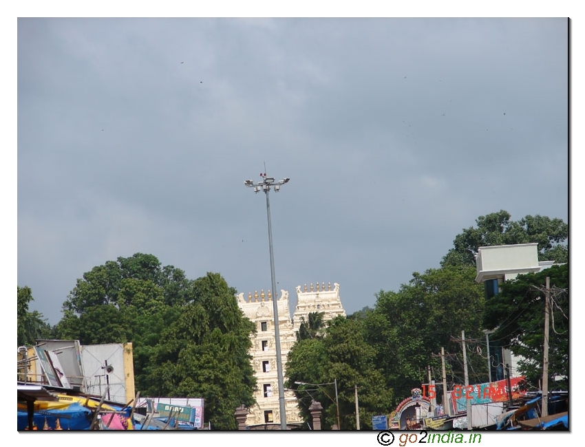 Temple from a distance at Sriselam