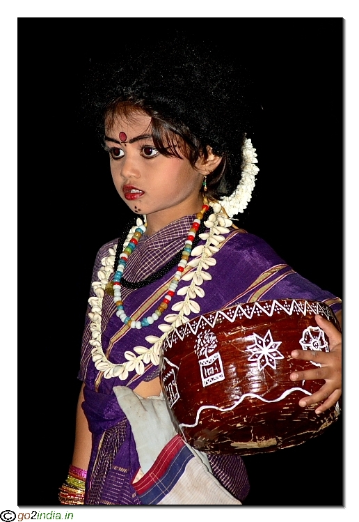 Portrait of a girl dressed as old Indian village woman