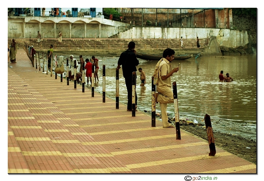 Early morning Dobhi ghat scene in Godavari river at Rajahmundry
