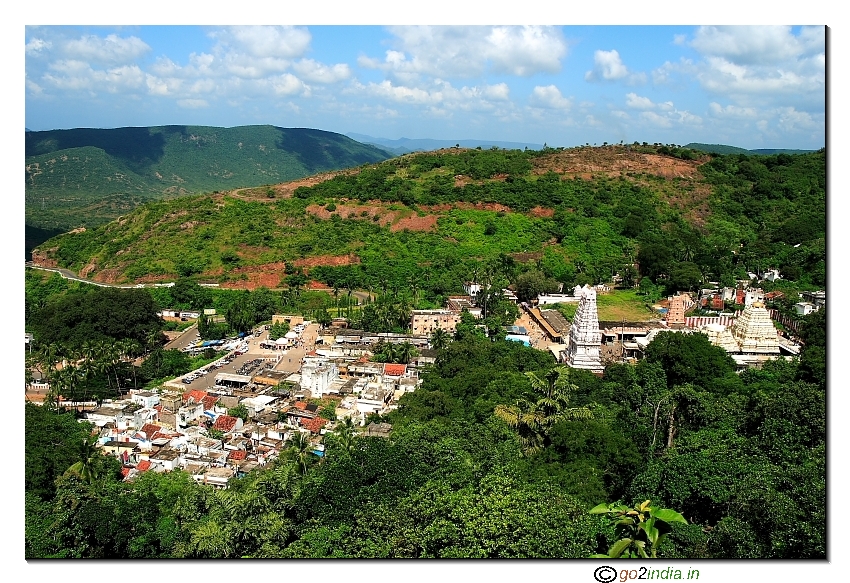Simhachalam temple bus station and road through hill