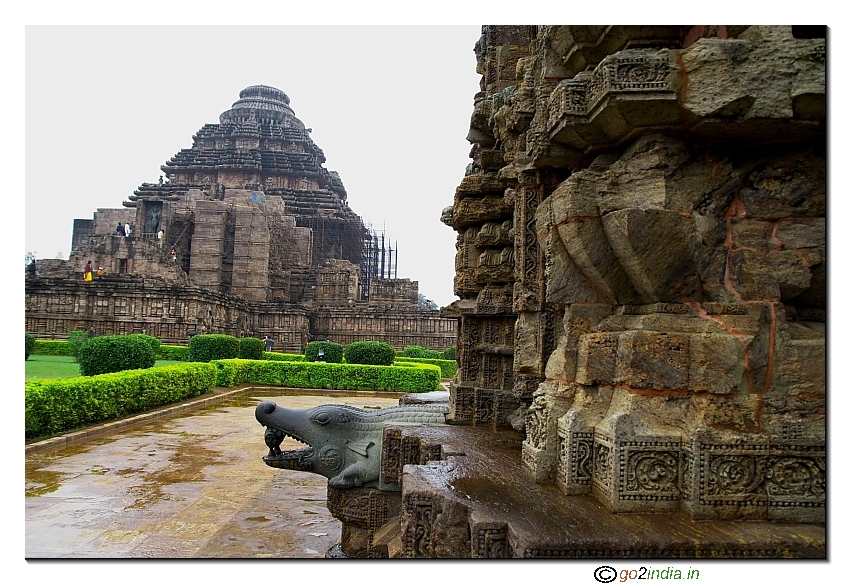 Konark Sun temple view from backside through carvings