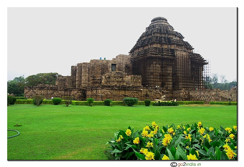 Konark Sun temple from left side lawn ground level