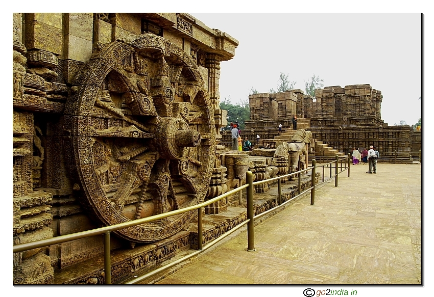 Ornamental wheels with stone engravings at Konark 
