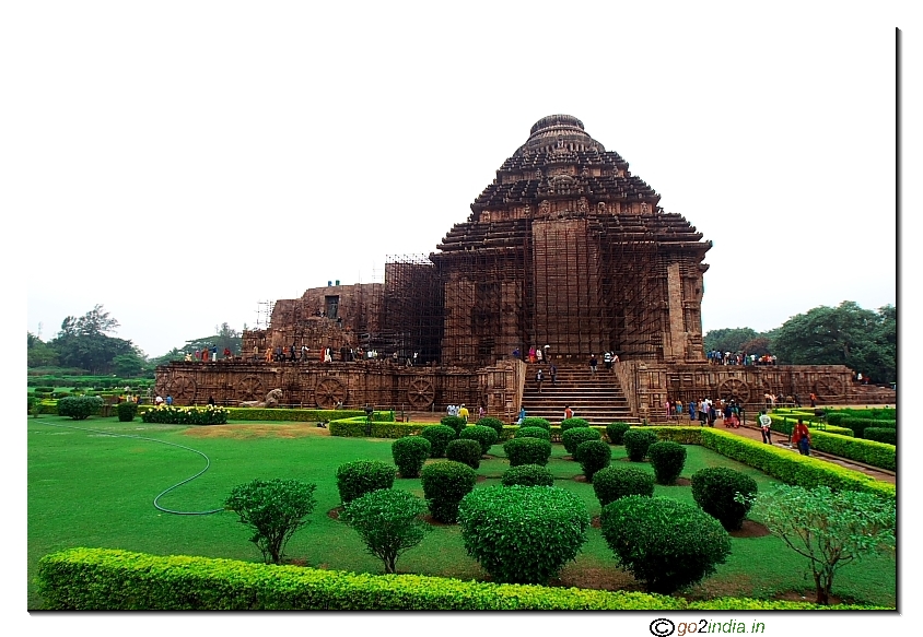 Green park at backside of Konark Sun temple