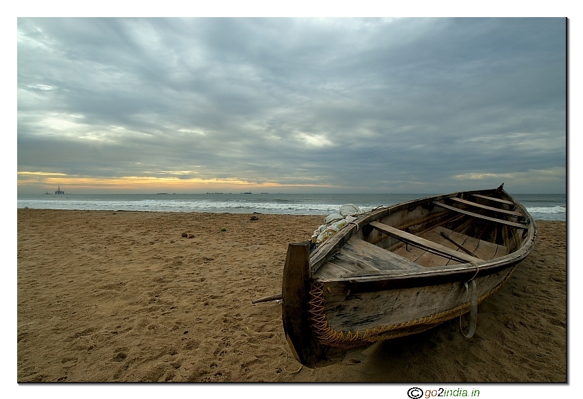 Fisher men boat at Yarada beach Visakhapatnam