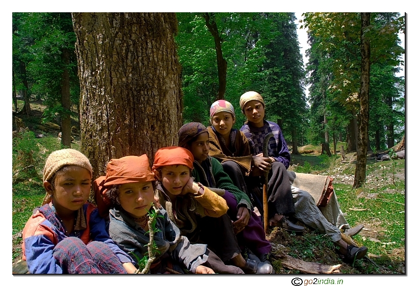 Kids of Garhwal at the lunch point of trekking to lower camps
