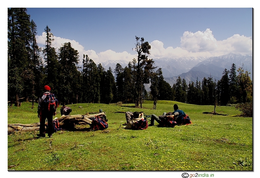 Taking rest during trek