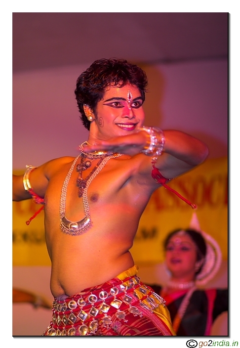 Odissi dance action on stage