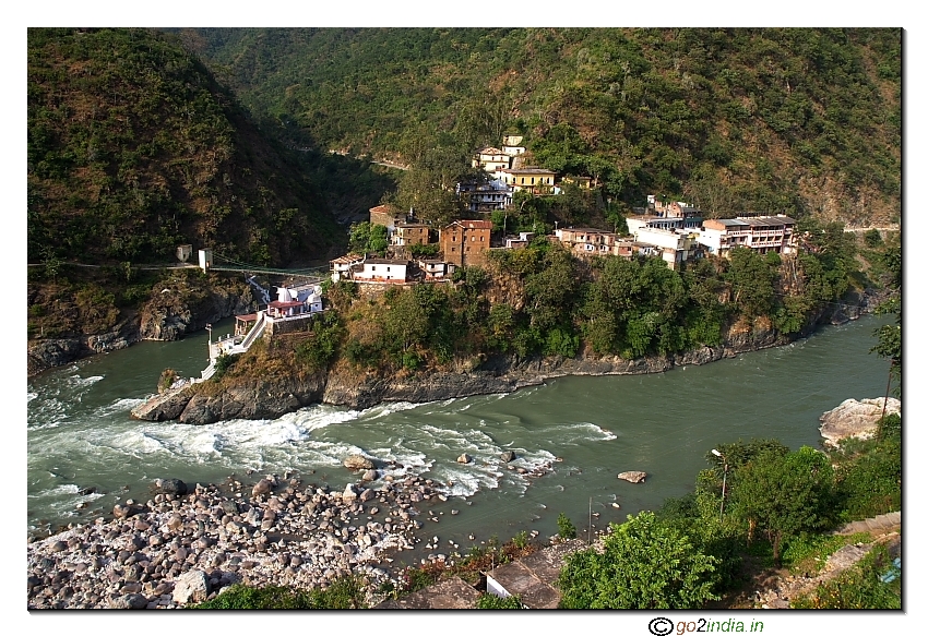 Joining of Alaknanda & Mandakini at Rudraprayag and the Shiva temple