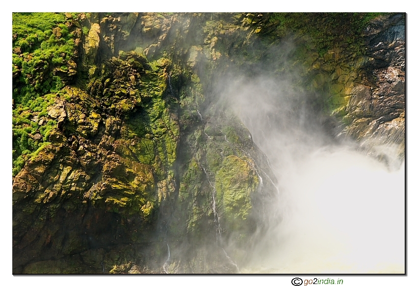 Gaganachukki Water falls close up and abstract at Shivanasamudram