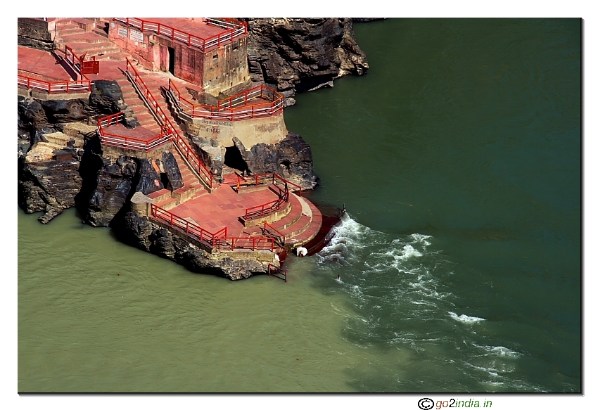 Bhagirathi from left and Alaknanda from right at Devprayag confluence