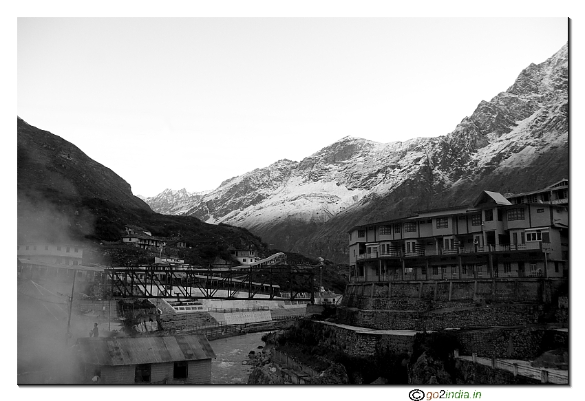 Bridge to cross Alaknanda river at Badrinath Dham