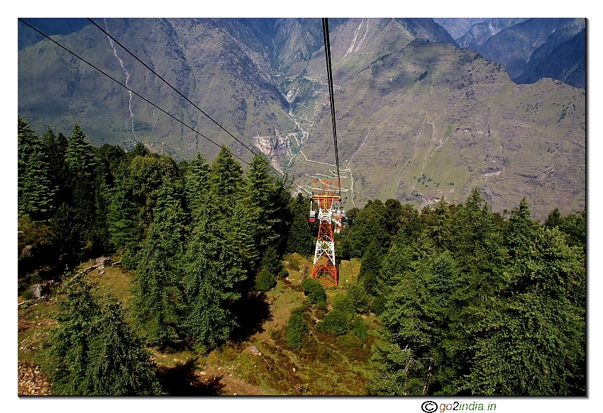 cable car ropes at Auli 