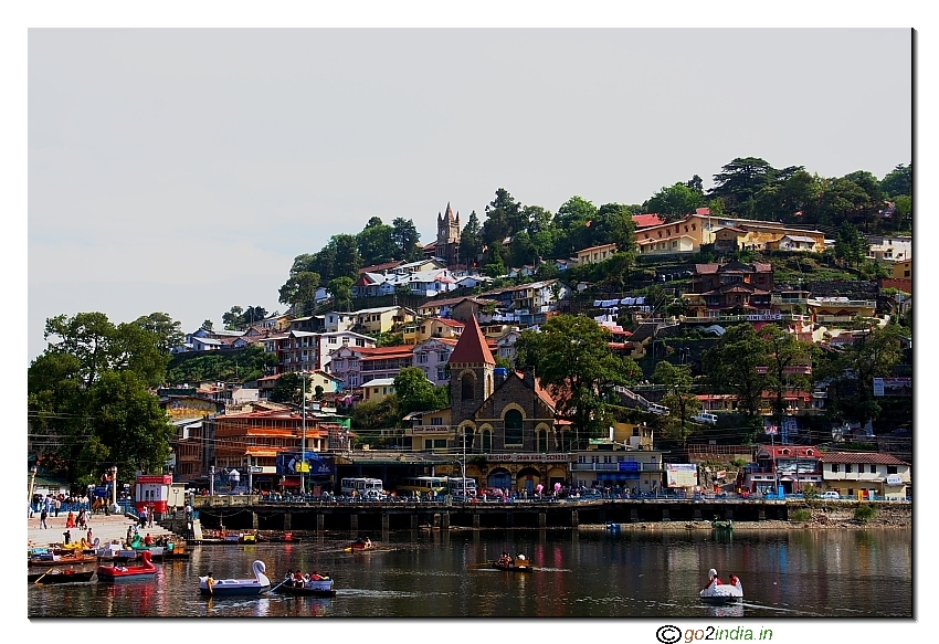 Busy town by the side of Lake at Nainital 