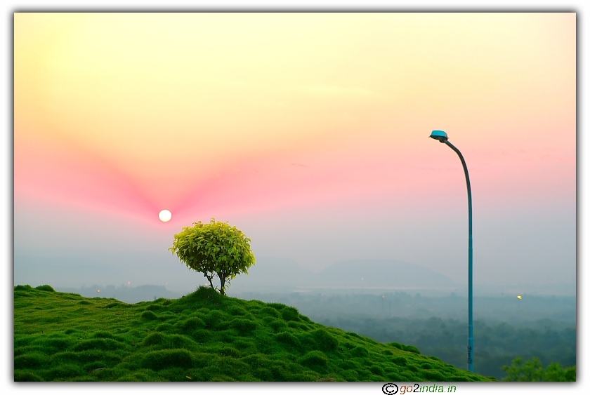 Sun rise on Virodhi Samvathsar Ugadi in India 
