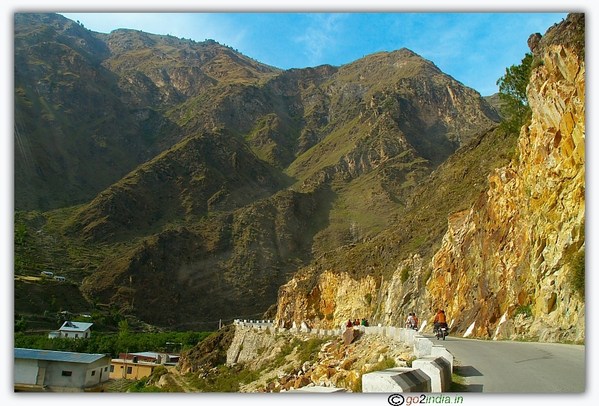Steep Parvati valley at Bhuntar near Kullu in HP
