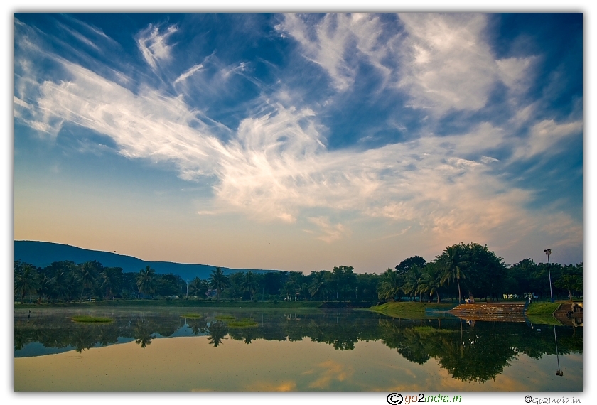 Early morning sky before sunrise near a lake