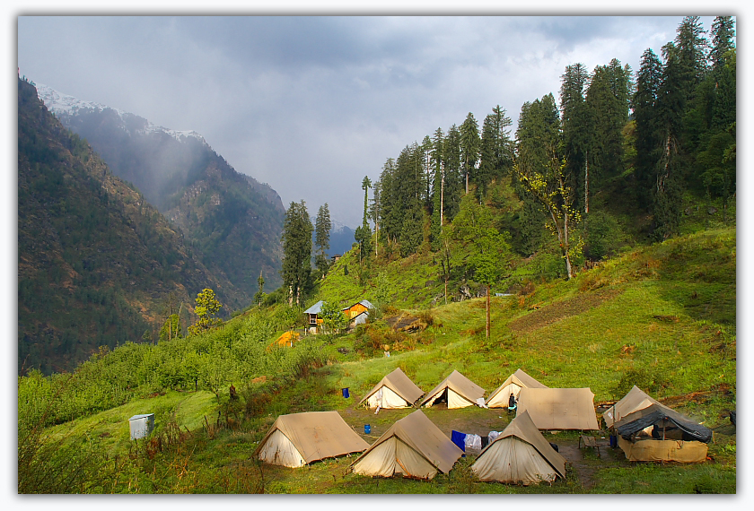 First higher camp site of YHAI Sarpass trek Guna Pani