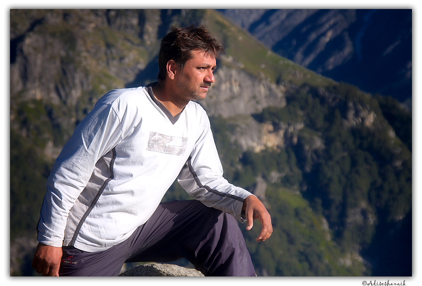 Man posing in early morning light