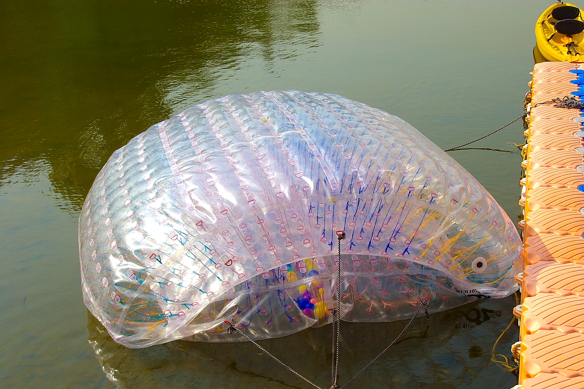 a flat air filled boat