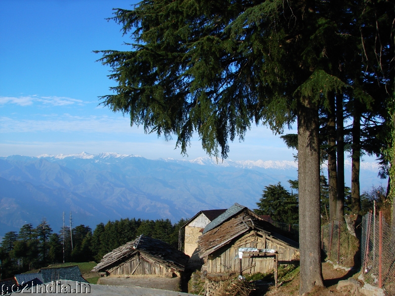 view of snow capped hills from Kalatop
