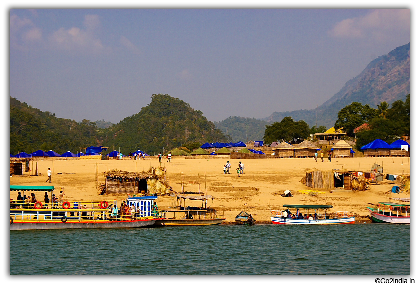 Huts and river Godavari