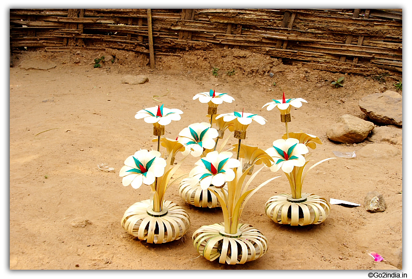 Flowers made of bamboo at Perantalapalli
