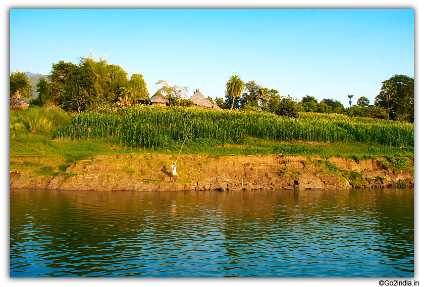 Green grass by the side of river 