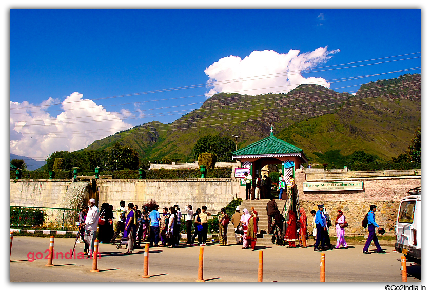 Main entrance of the Nishat Bagh Garden by the side of Dal Lake