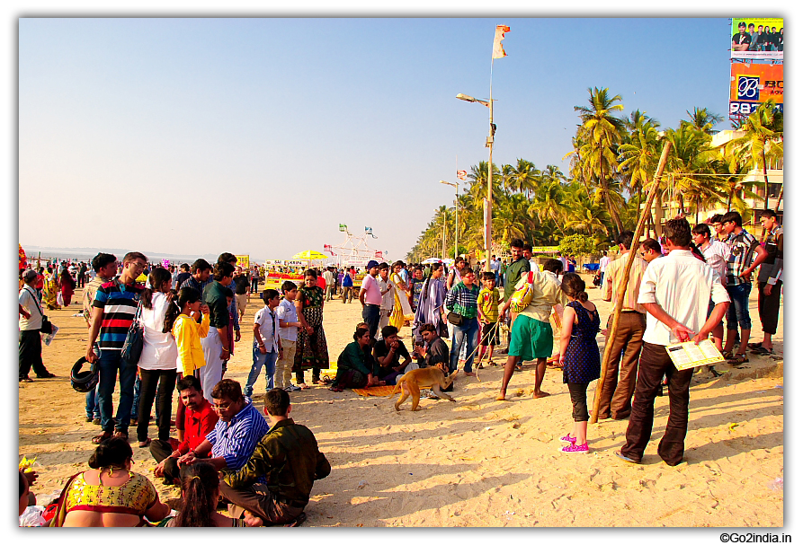 Enjoying on a Sunday at Mumbai Juhu beach 