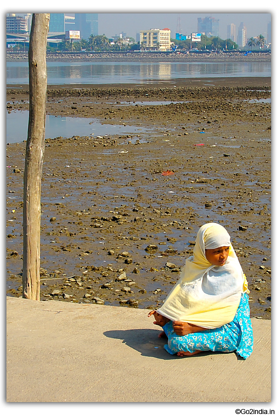 Girl near Haji Ali Dargha 