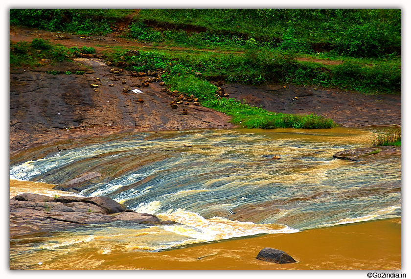 Water on the slope during rainy season