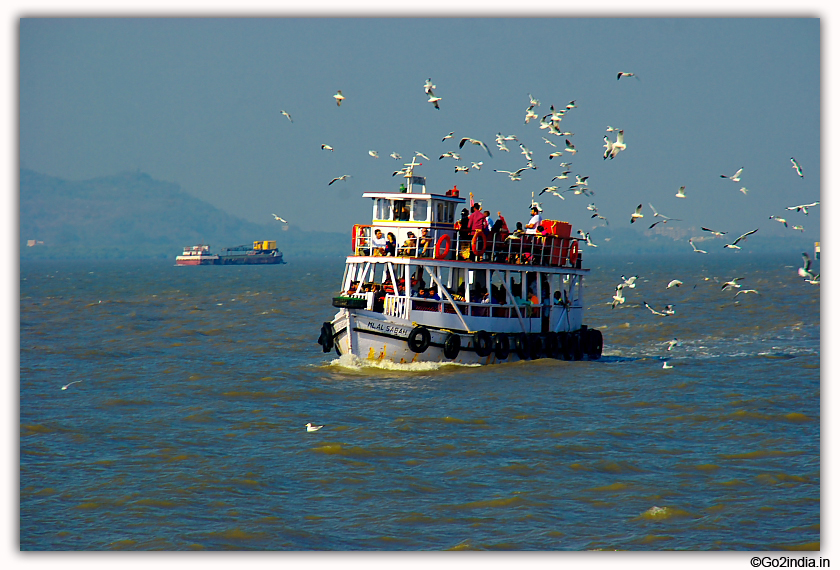 Elephanta Caves boats and birds 