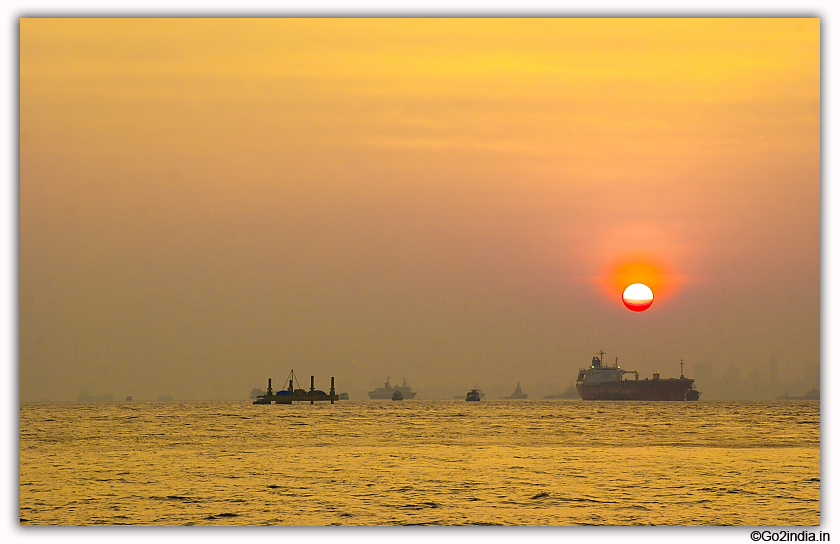 Sunset on return journey from Elephanta Caves 