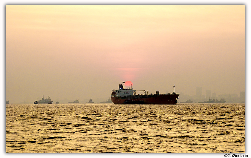 Sunset and ship 