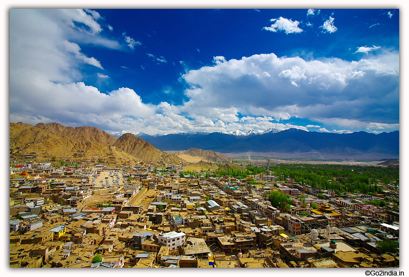 Leh town view from Leh Palace floors 