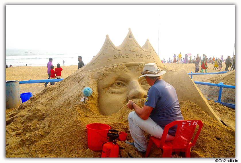 International Sand Art Festival at Chandrabhaga Beach near Konark Photos