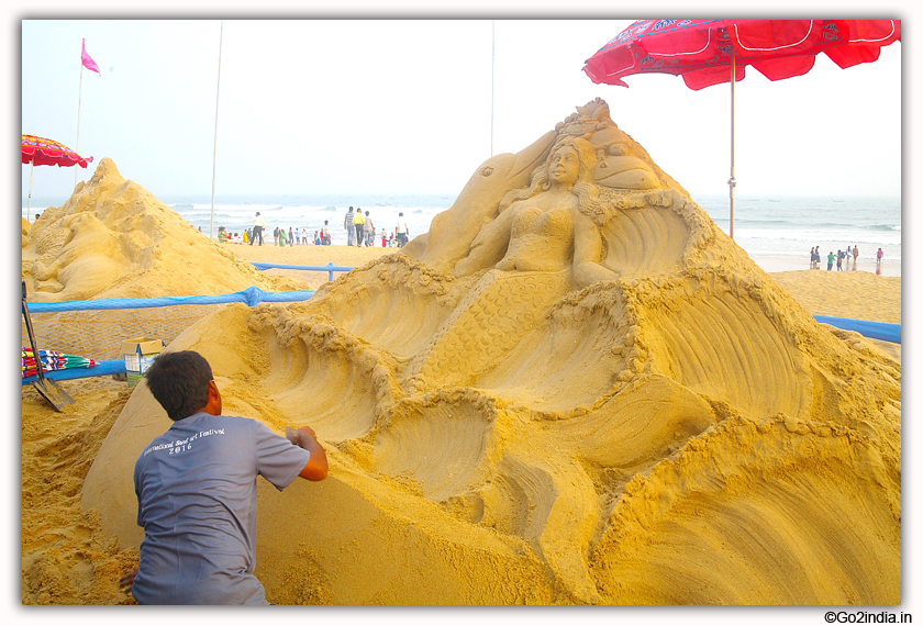 International Sand Art Festival at Chandrabhaga Beach near Konark Photos