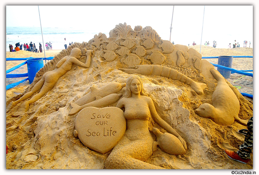 International Sand Art Festival at Chandrabhaga Beach near Konark Photos
