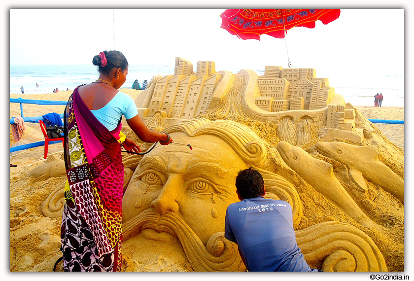 International Sand Art Festival at Chandrabhaga Beach near Konark Photos