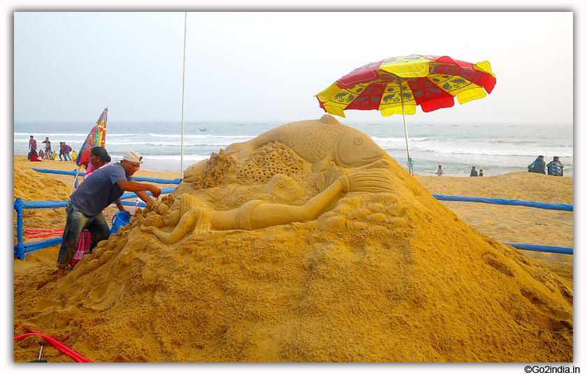 International Sand Art Festival at Chandrabhaga Beach near Konark Photos
