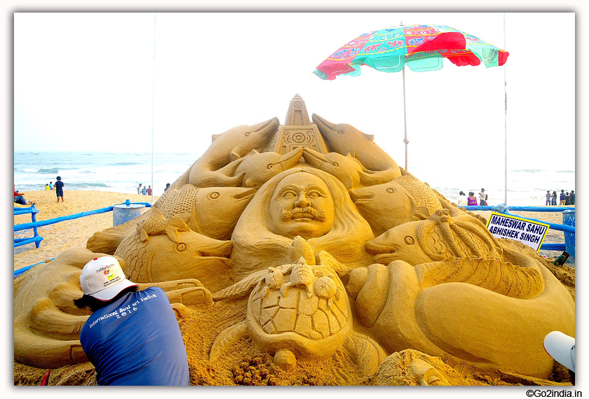 International Sand Art Festival at Chandrabhaga Beach near Konark Photos
