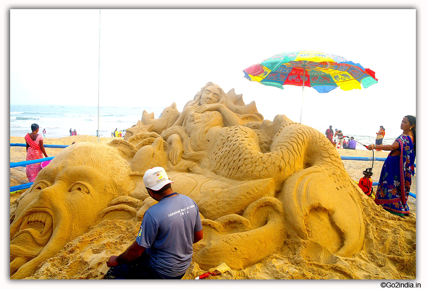 International Sand Art Festival at Chandrabhaga Beach near Konark Photos
