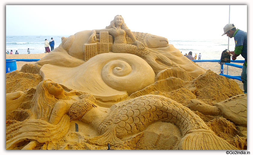 International Sand Art Festival at Chandrabhaga Beach near Konark Photos